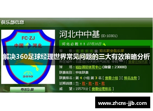 解决360足球经理世界常见问题的三大有效策略分析